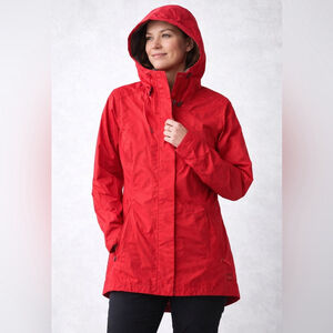MEC Women’s Red Waterproof Hooded Jacket MediumLightweight Packable Rain Shell